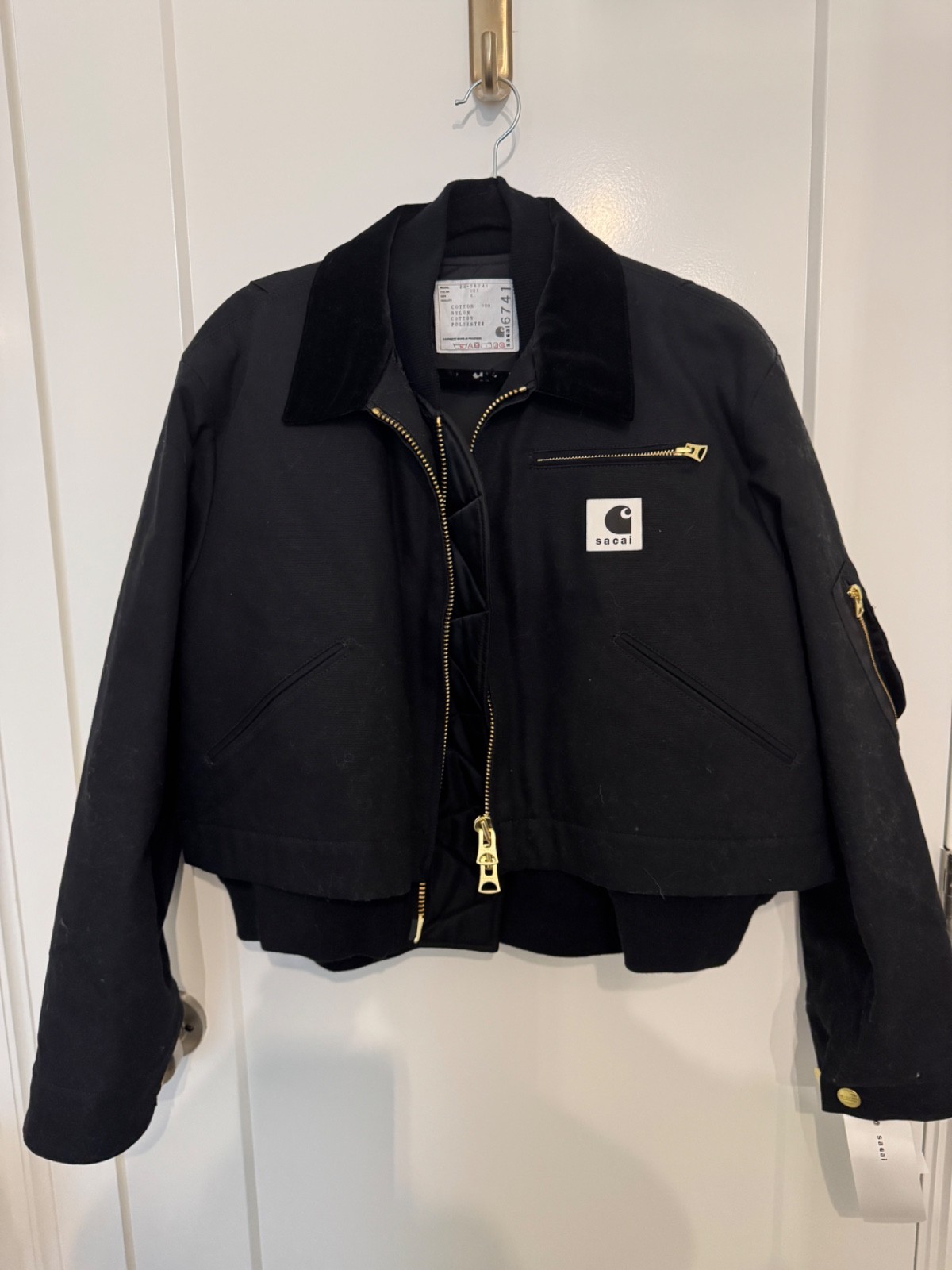 SACAI X Carhartt Wip Canvas Ma-1 Detroit Jacket, Size 4 NEW