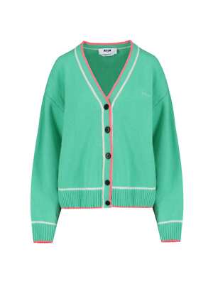 Pre-owned Msgm Cropped Cardigan In Green