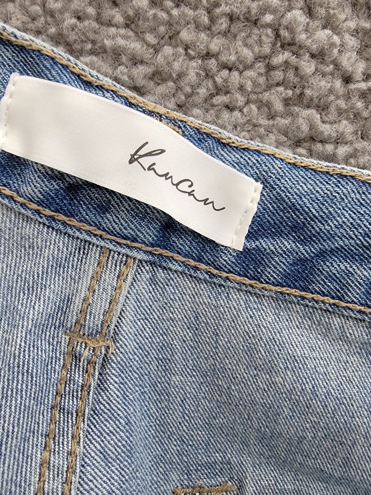 KanCan Hilo Ultra High Rise 90's Flare Jeans Womens 13/30 Medium Blue Button Zip - Picture 17 of 18