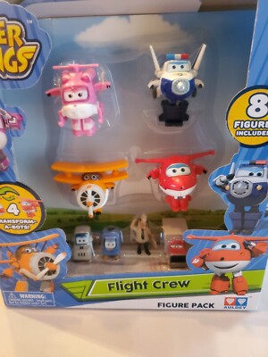 Super Wings -  Transform-a-Bot World Airport Crew Vehicle Playset  8 Figures NEW