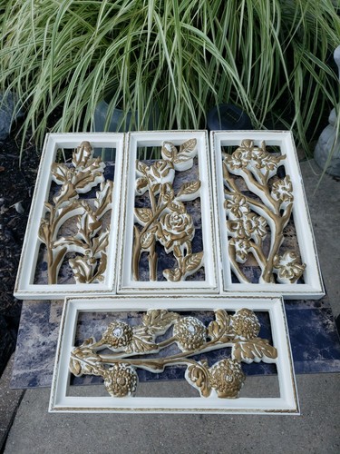 Decorative Art 50s 60s 70s セット VTG Mid Century Modern Retro 60s 4 pc Chalkware Wall Art