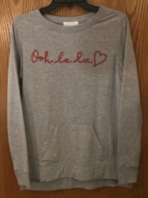 Wonder Limited  Grey Ooh la la Long Sleeve Tunic Top Small