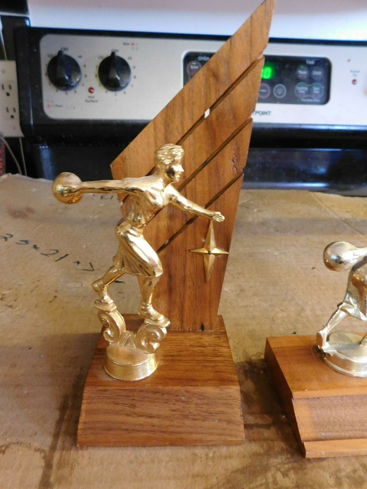 PAIR OF MID CENTURY BOWLING TROPHIES W/METAL TOPPERS GROUP #5