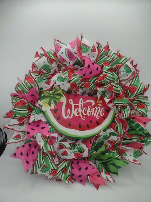 Watermelon Ribbon Wreath 14 Inch