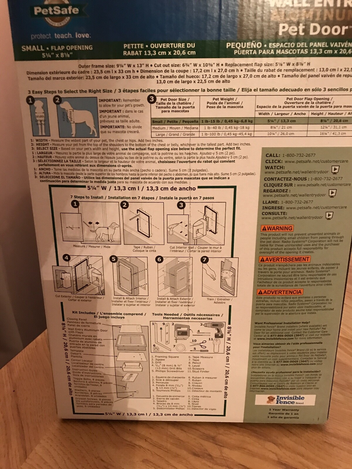 Petsafe Wall Entry Aluminum Pet Door for Dogs PPA11-10915 Small