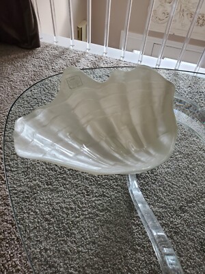 ARDA Large Glassware SHELL Shaped DISH / SERVING BOWL Hand Painted NWT  17x 13.5