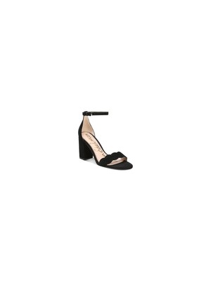 

SAM EDELMAN Женские кожаные сандалии Odila с черной отделкой и круглым носком на блочном каблуке, Черный, F6791L2