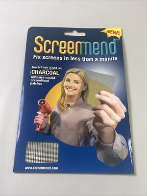 Window Screen Repair Kit 5''X7'' Charcoal Adhesive-Coated Solution  2 Pack