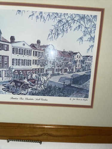 Jean De Claude Montfort Charleston&rsquo;s Rainbow Row Signed Print Matted framed  SC