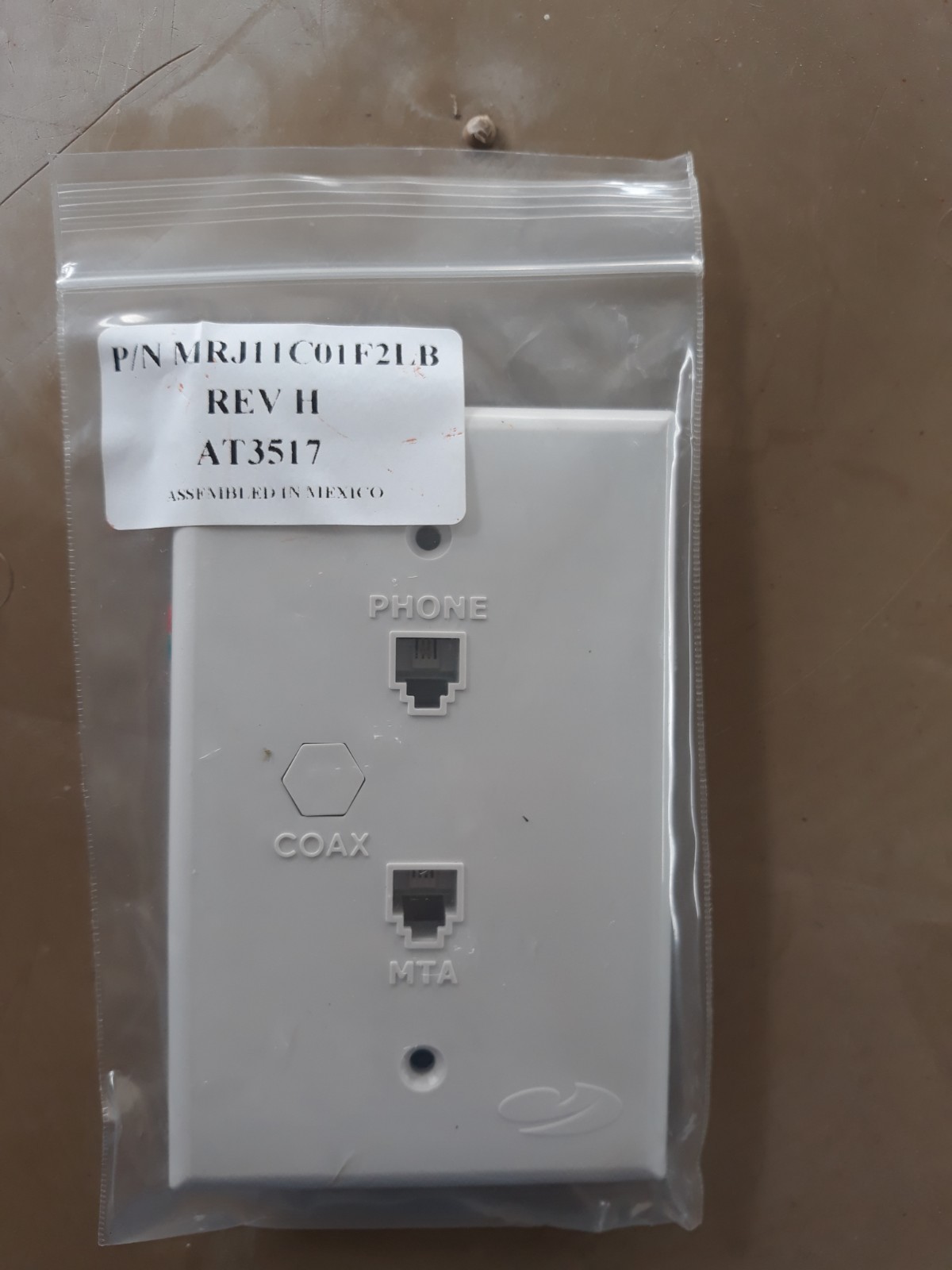 lot of 5 Double phone jack with coaxial input, white wall plate