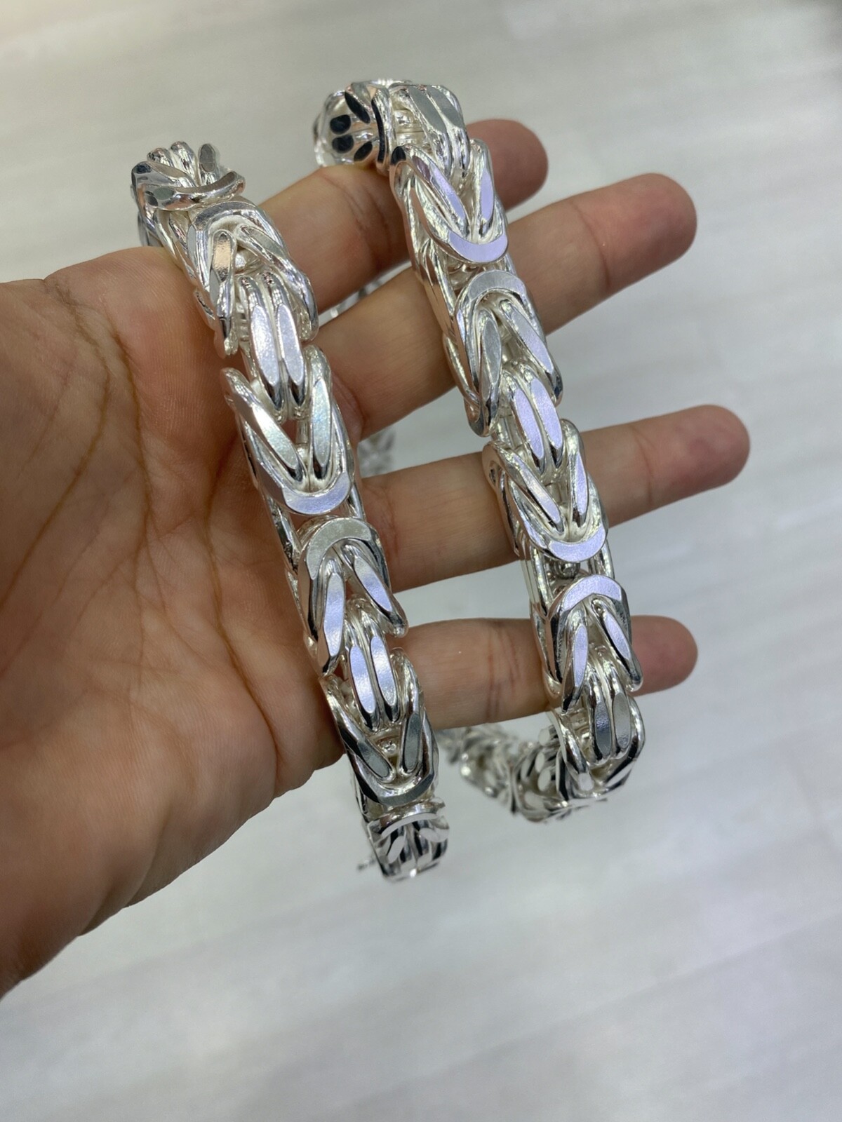 Pre-owned Handmade 12mm Byzantine Mens Silver Chain 925 Solid Sterling Silver 615gr 31.10"