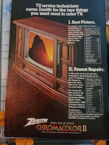 1975 Zenith Chromacolor II Color TV Television Console