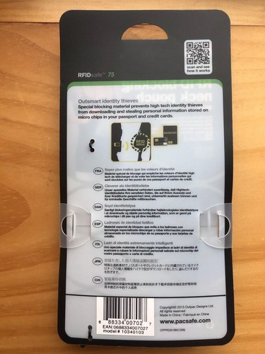 Pacsafe Coversafe X75 RFID Blocking Neck Pouch travel money concealed bag purse
