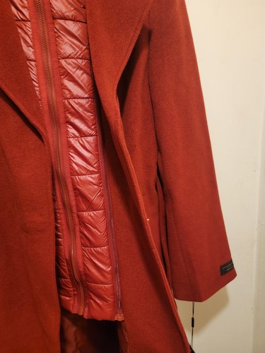 Pre-owned Donna Karan Women's Wool Cashmere Blend Hooded Coat Russet Reddish Orange Sz 14