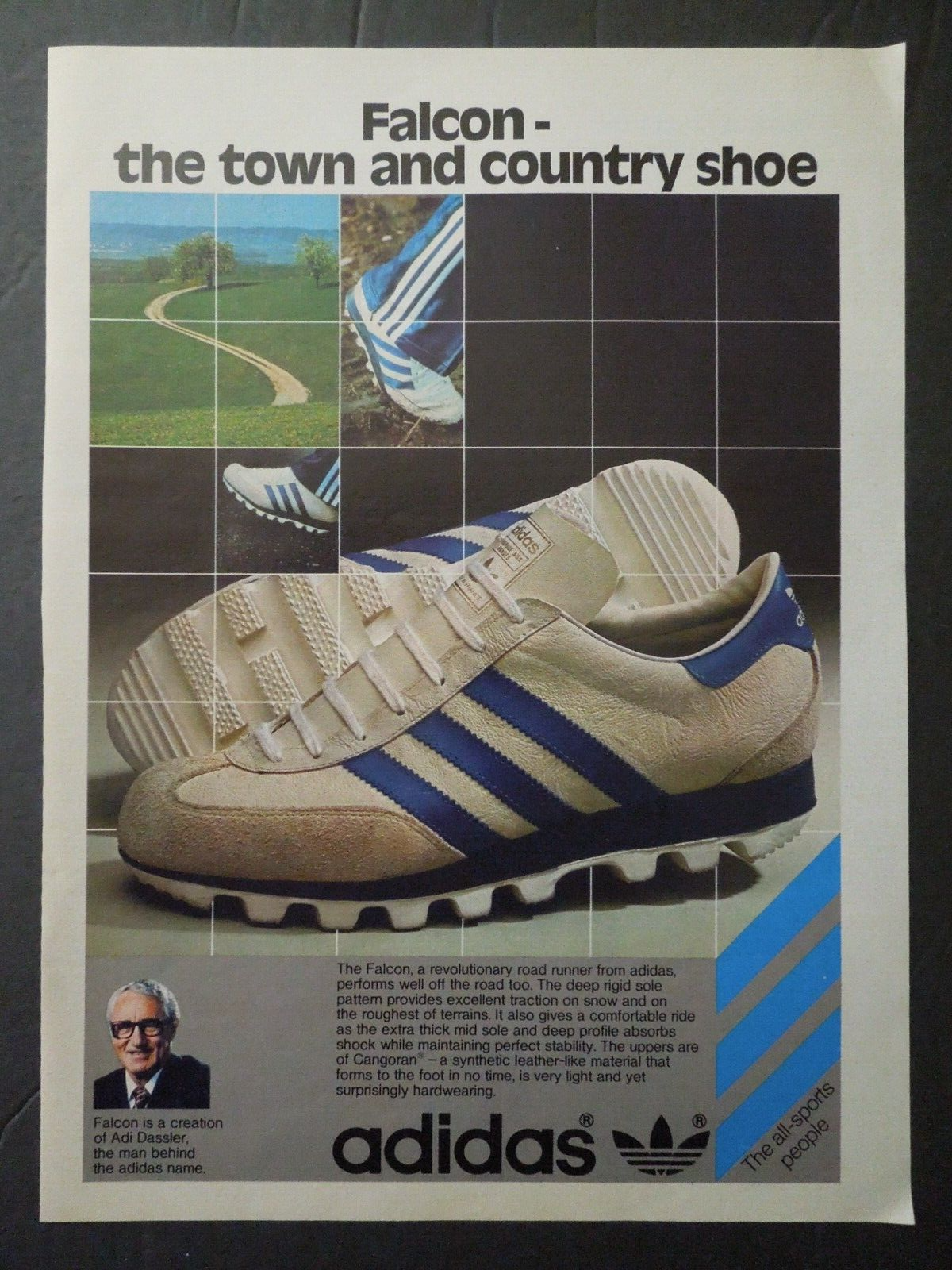 1978 ADIDAS Falcon Running Shoe Magazine Ad The Town and Country Shoe