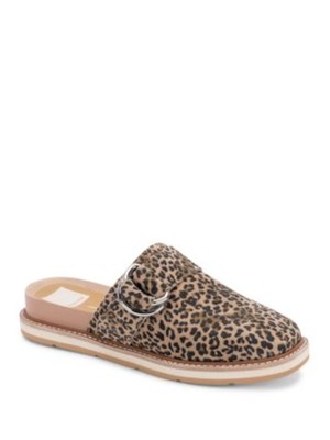 DOLCE VITA Womens Beige Leopard Print Crochet Verna Wedge Slip On Mules 6.5 M