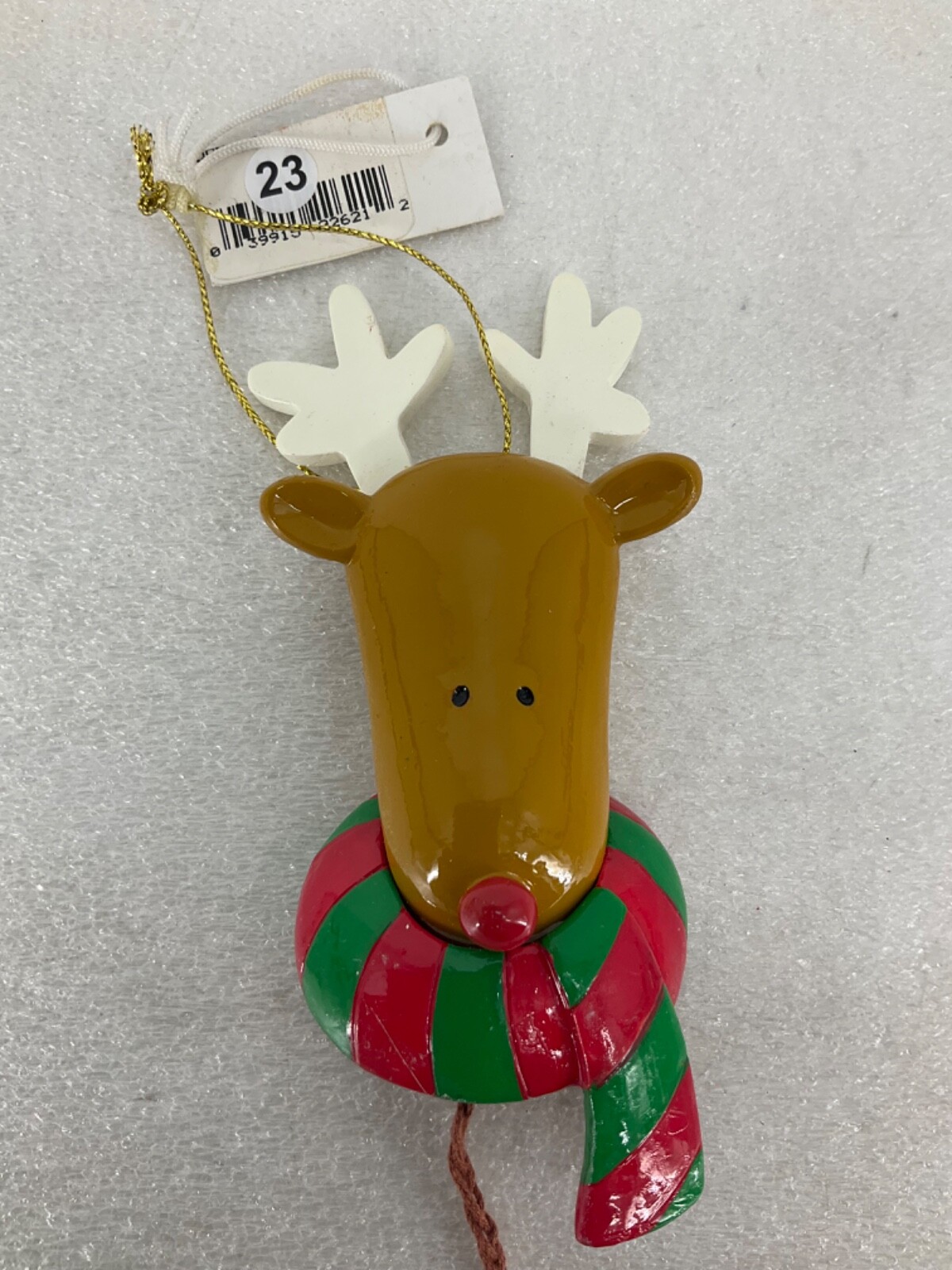 RARE Vintage RUSS Dangle Pull Toy Reindeer Christmas Tree Ornament 3.5" Tall NOS