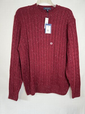 Crown & Ivy Womens Size Large Red Wine Pullover Sweater Cable Knit Crew Neck NWT