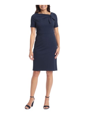 Женское темно-синее платье-футляр LONDON TIMES PETITES с коротким рукавом Petites 8P