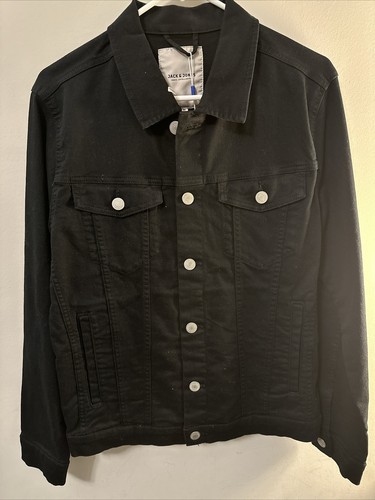 Jack & Jones 257804 Mens Colored Denim Trucker Jacket Black