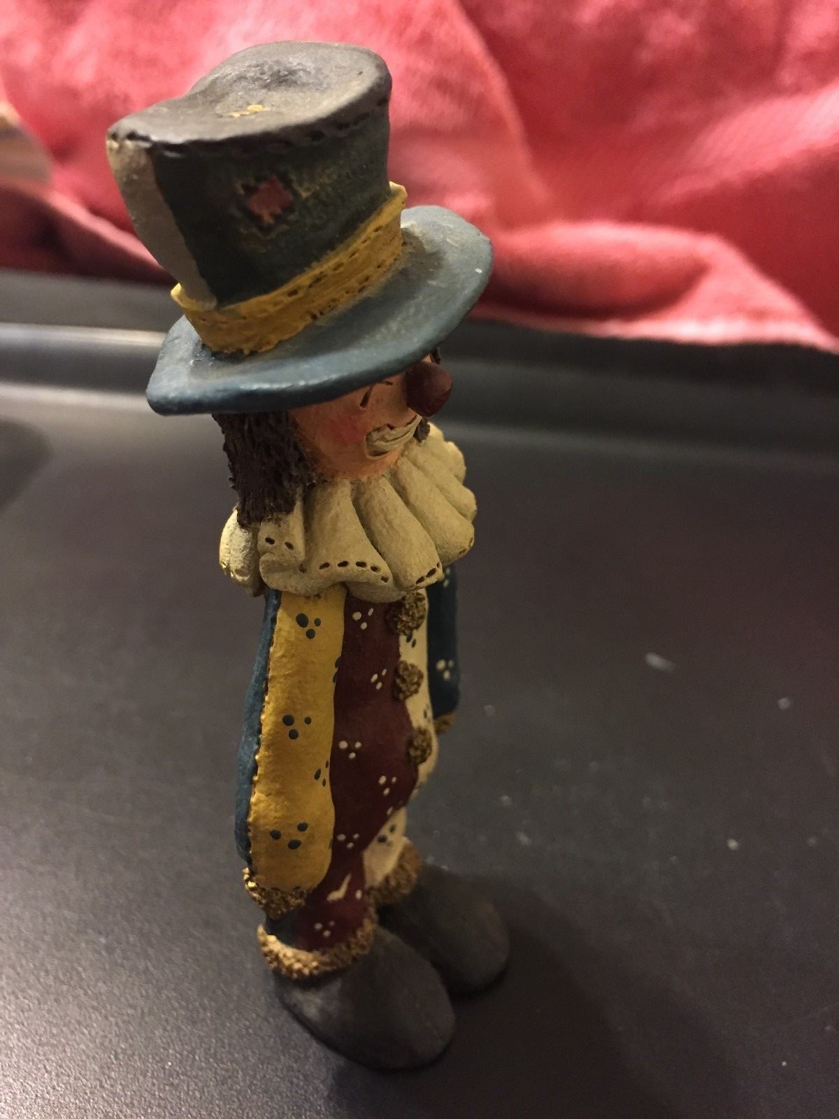 Collectible Miniature Classic Closed Eyed Jumpsuit Happy Clown Figurine