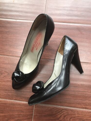 VTG CHARLES JOURDAN PARIS BLACK Leather Pumps Heels Shoes VTG CHARLES JOURDAN PARIS BLACK Leather Pumps Heels Shoes