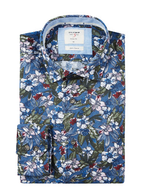 Olymp Level Five Shirt Floral Mens Formal Casual Linen Shirts Suit Medium (S19)