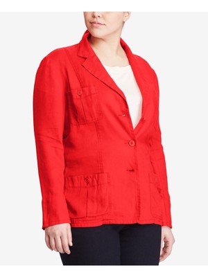 

LAUREN RALPH LAUREN Женский красный блейзер с длинными рукавами и 3 пуговицами Plus, 202660939001