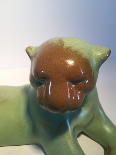 Large Vintage-Frankoma Sculpted Reclining Puma Mountain Lion Cougar  # 116