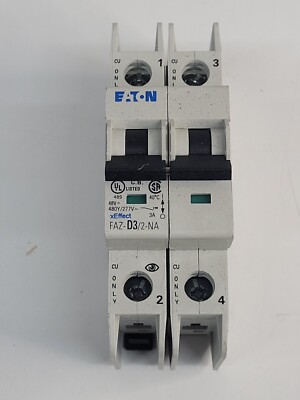 EATON FAZ-D3/2-NA MINI CIRCUIT BREAKER 3 AMP 2-POLE DIN RAIL NEW NO BOX x18