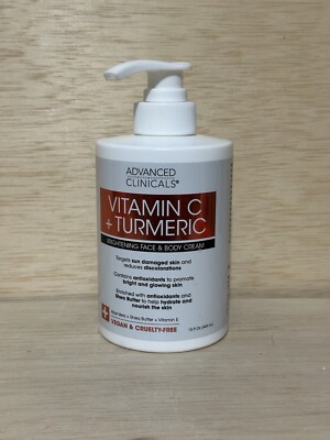 Advanced Clinicals Vitamin C & Turmeric Brightening Face & Body Cream -