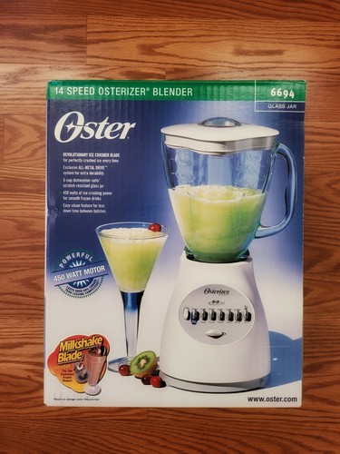 NEW Oster 14 Speed Osterizer Blender Glass Jar White 6694