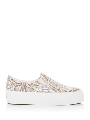 

Женские бежевые кроссовки SUPERGA Snake Goring 2306 с круглым носком на платформе без шнуровки, Бежевый, S7113DW