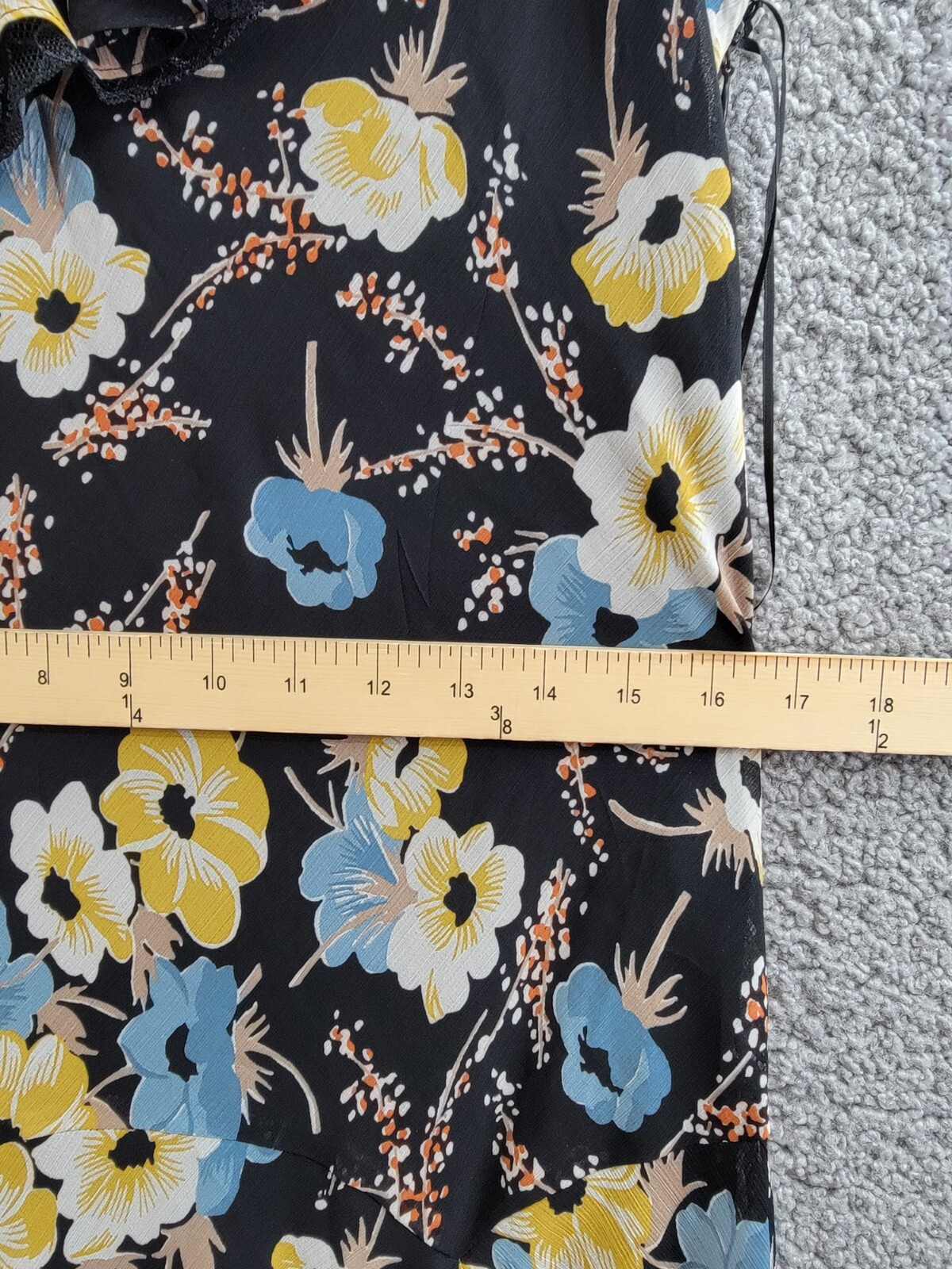 Lauren Ralph Lauren Belted Floral A-Line Dress Women's 10 Black Multi Side Zip - Picture 6 of 15