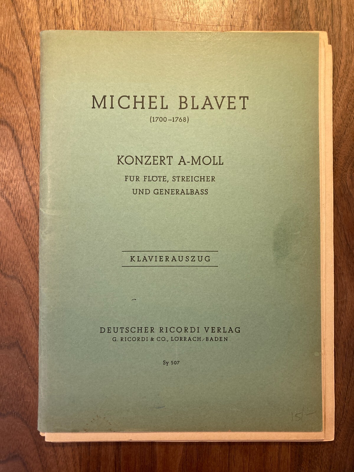 Michel Blavet Flute Concerto A minor Piano, Strings, and Bass parts