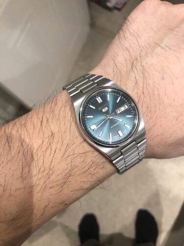 Seiko Automatic Sky Blue Sunburst Dial Wrist Watch for Men's Seiko Automatic Sky Blue Sunburst Dial Wrist Watch for Men's
