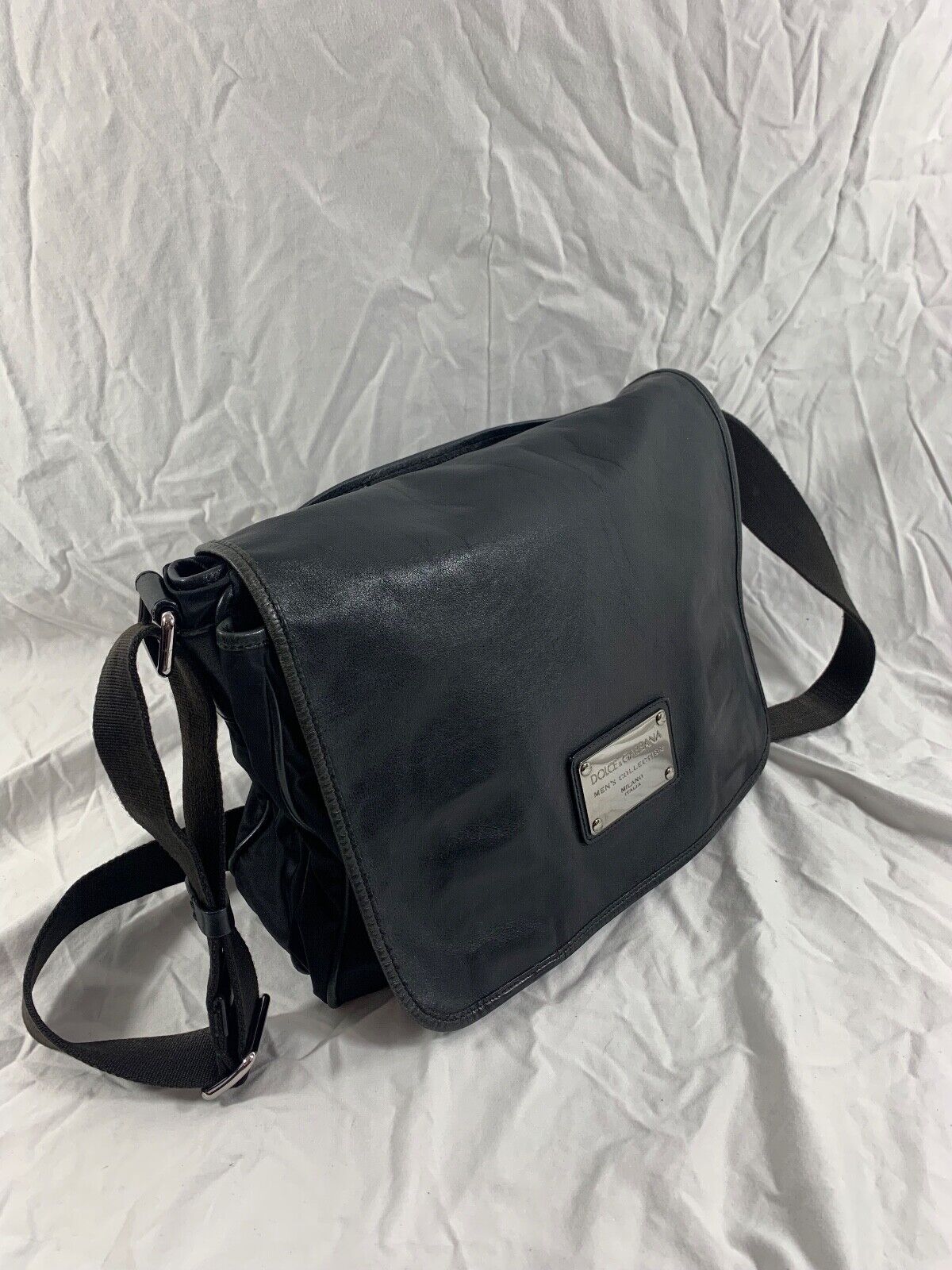 Genuine vintage DOLCE & GABBANA black leather nylon flap Genuine vintage DOLCE & GABBANA black leather nylon flap