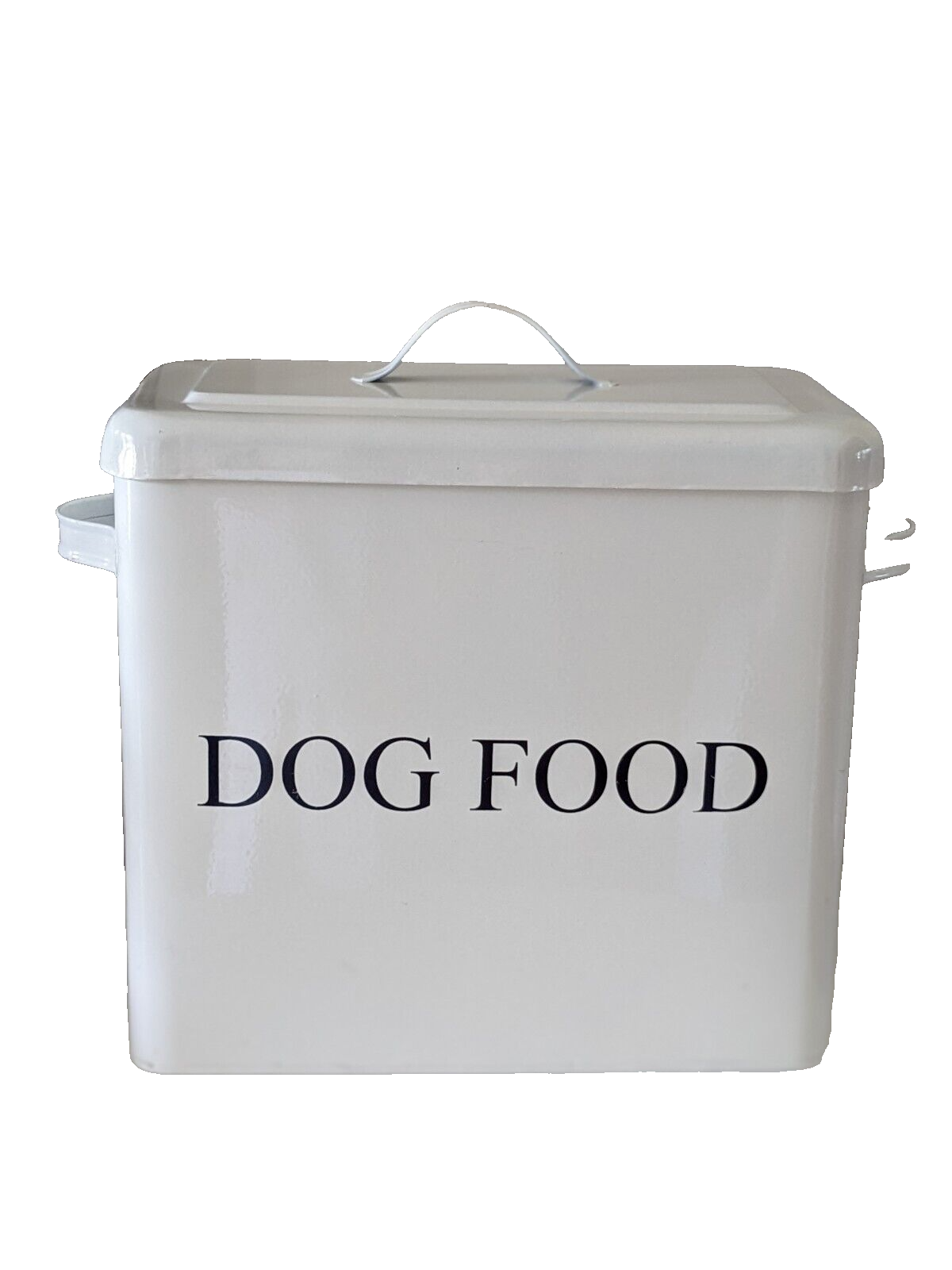 Large White Enamel Dog Food Storage Container