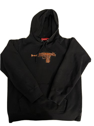 Supreme Sweater Mens Medium Black Gold Toy Uzi Spell Out Logo Pullover  Hoodie | eBay