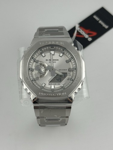 Pre-owned Casio G-shock Gm2110d-7a Stainless Steel Silver Watch In Box