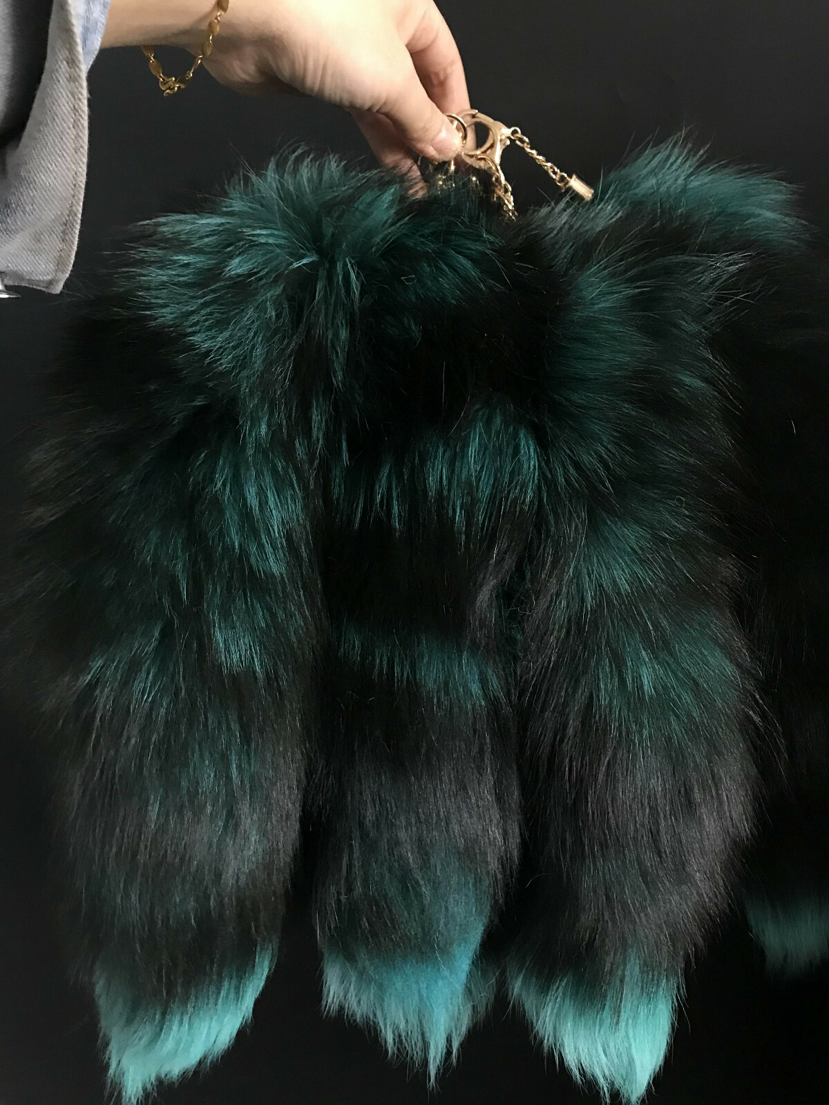 Dyed Color Natural Silver Fox Real Fox Tail Fur Key Chains  Fur Tails