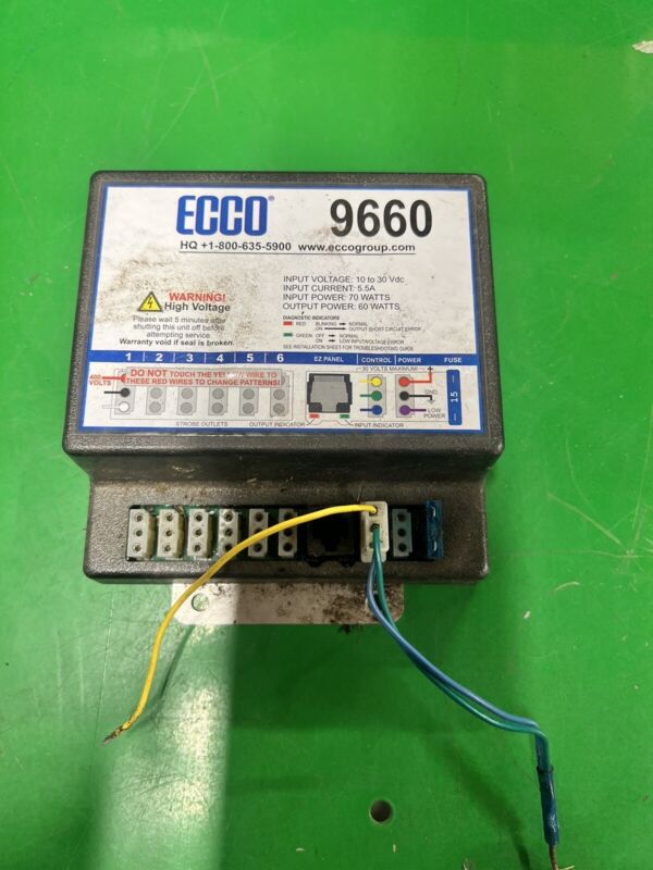 USED ECCO 9660 POWER SUPPLY 6 HEAD REMOTE 10-30VDC 5.5A 70W Flash Controller Box