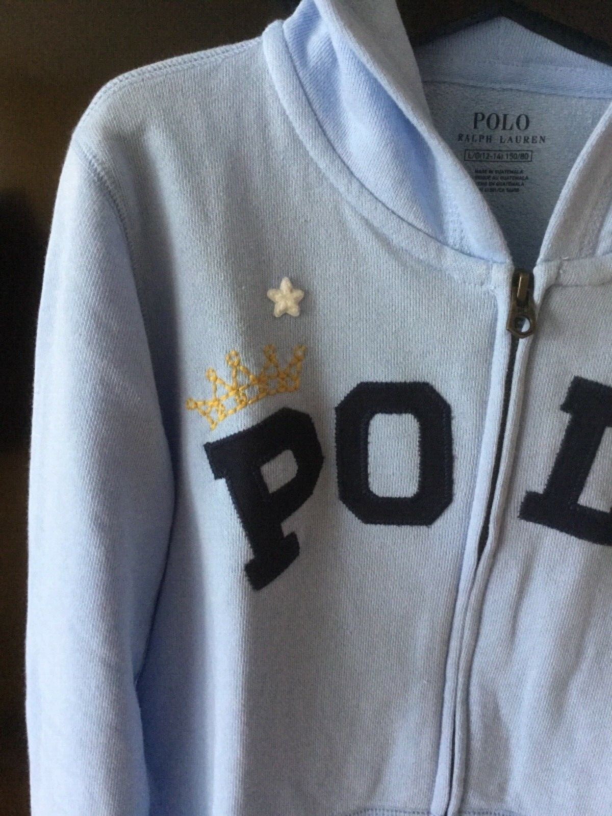 Ralph Lauren girls blue cotton blend fleece hoodie NWT$ 64.99 Sz M (8-10)