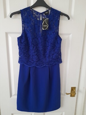 Oasis Royal Blue Sleeveless Women Dress Size 8 