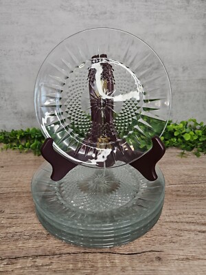 SET Of 8 Vintage Cristal D'Arques-Durand Diamant Clear Glass Salad Plate 7 1/2''