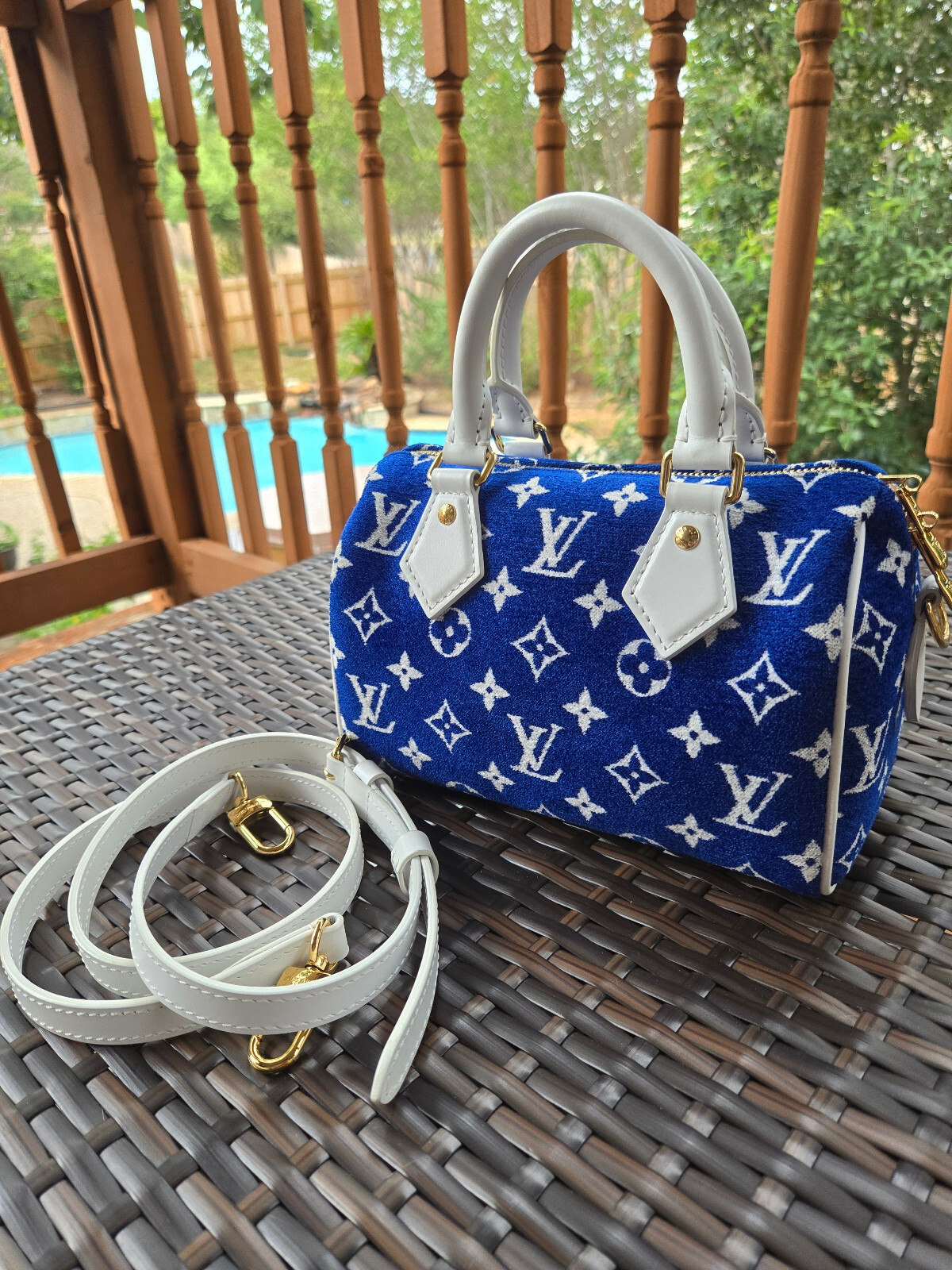 Louis Vuitton Speedy Bandouliere 20 Blue Velvet Limited Edition