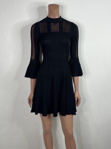 Vtg VERSACE 2018 BLACK KNIT MINI DRESS IT38