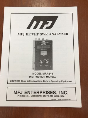 MFJ-949 SWR Analyzer Original OEM Manual. Buy it now for 8.0