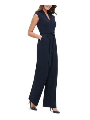 

TOMMY HILFIGER Женский темно-синий комбинезон без рукавов с v-образным вырезом и широкими штанинами, Navy