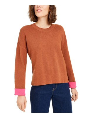 BECCA TILLEY X BAR III Женский коричневый топ с длинным рукавом и украшенным драгоценными камнями вырезом L